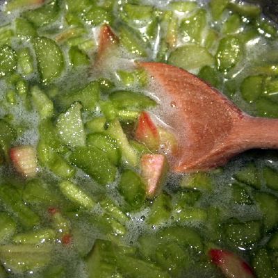 Cukrumi uzpilti rabarbarai po 1 valandos